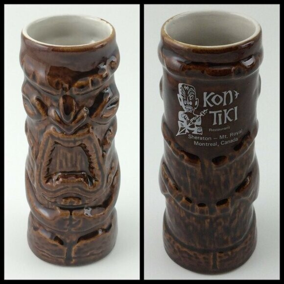 Vintage Stephen Crane Kon Tiki Mug Montreal Restaurant Sheraton Mt Royal Canada - Picture 1 of 12